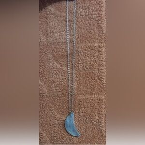 Elegant Aquamarine Crescent moon Pendant Necklace pre loved